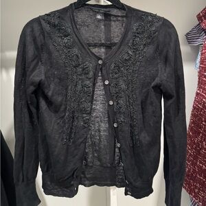 Black Sheer Banana Republic Cardigan | Size Small